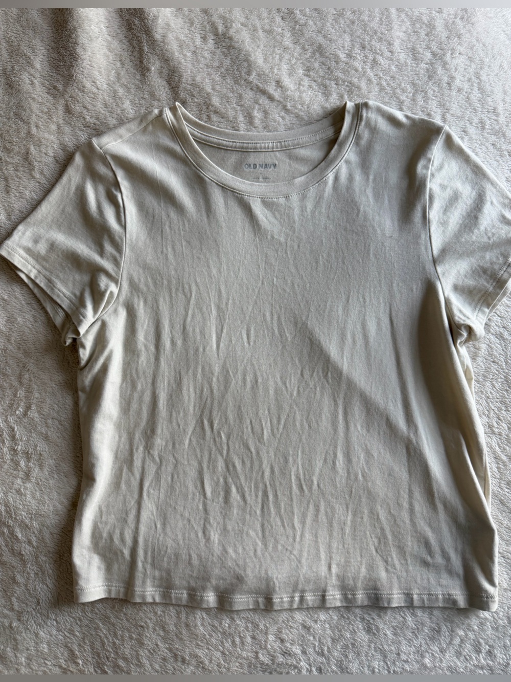 Old Navy Women's Cream Short Sleeve Crewneck T-Shirt